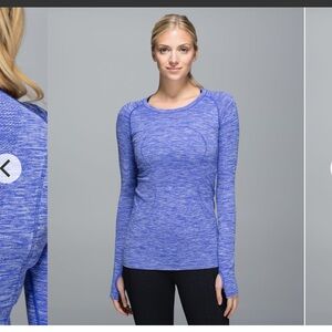 Lululemon Run: Swiftly Tech Long Sleeve Crew
Space Dye Heathered Pigment Blue